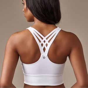 Lululemon🍋 RARE White Mind Over Miles Long Line Sports Bra - Like New Size 4